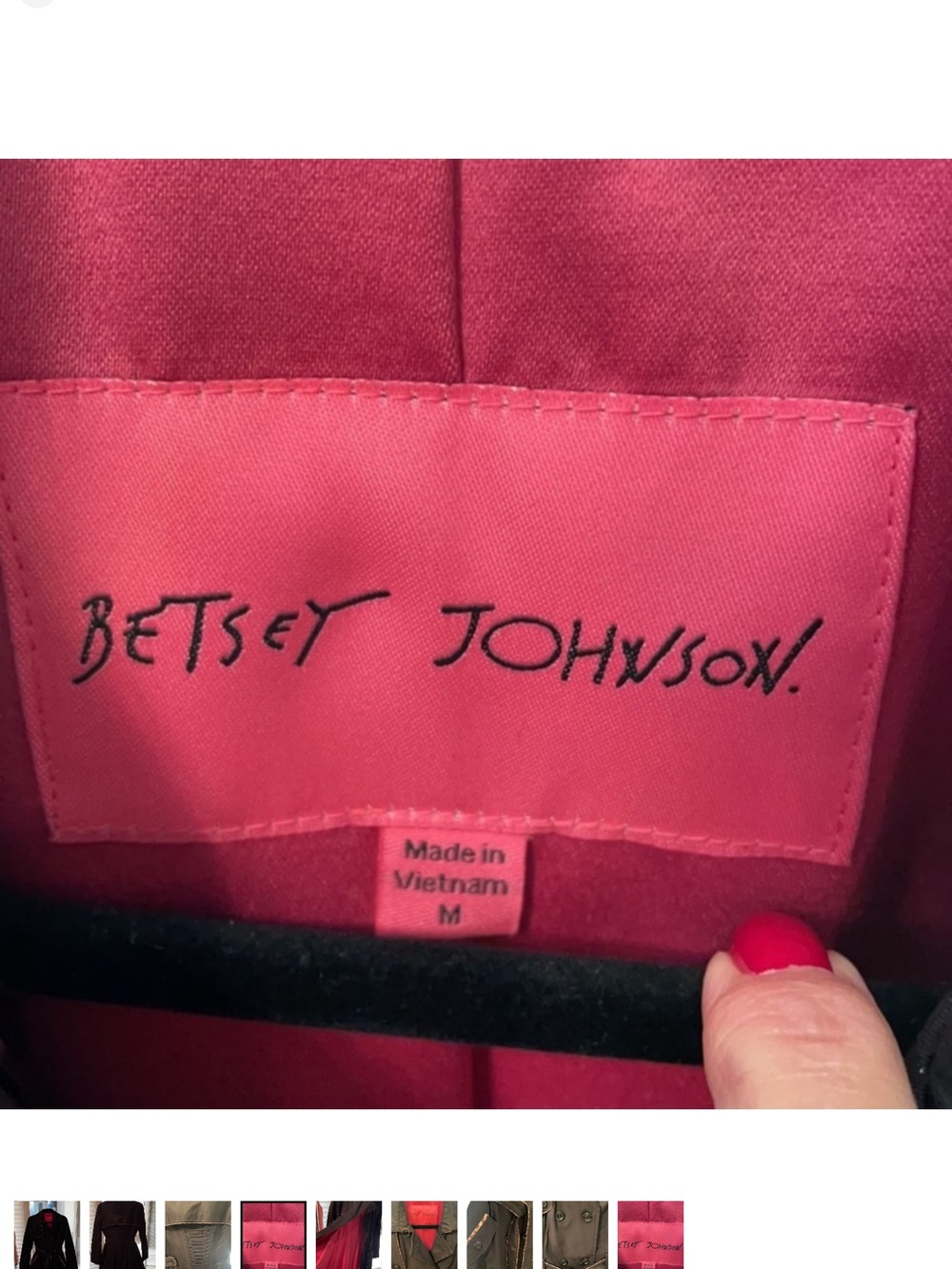 Betsey Johnson Black Trench Coat with Pink Interior Accents - Picture 8 of 9